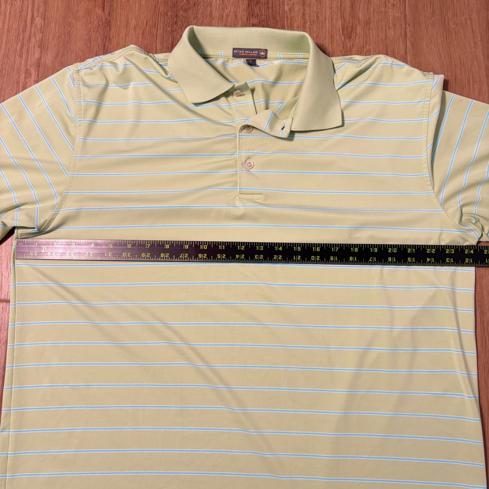 Peter Millar Summer Comfort Polo Shirt Mens Large Green Blue Striped Golf Top - Picture 6 of 8